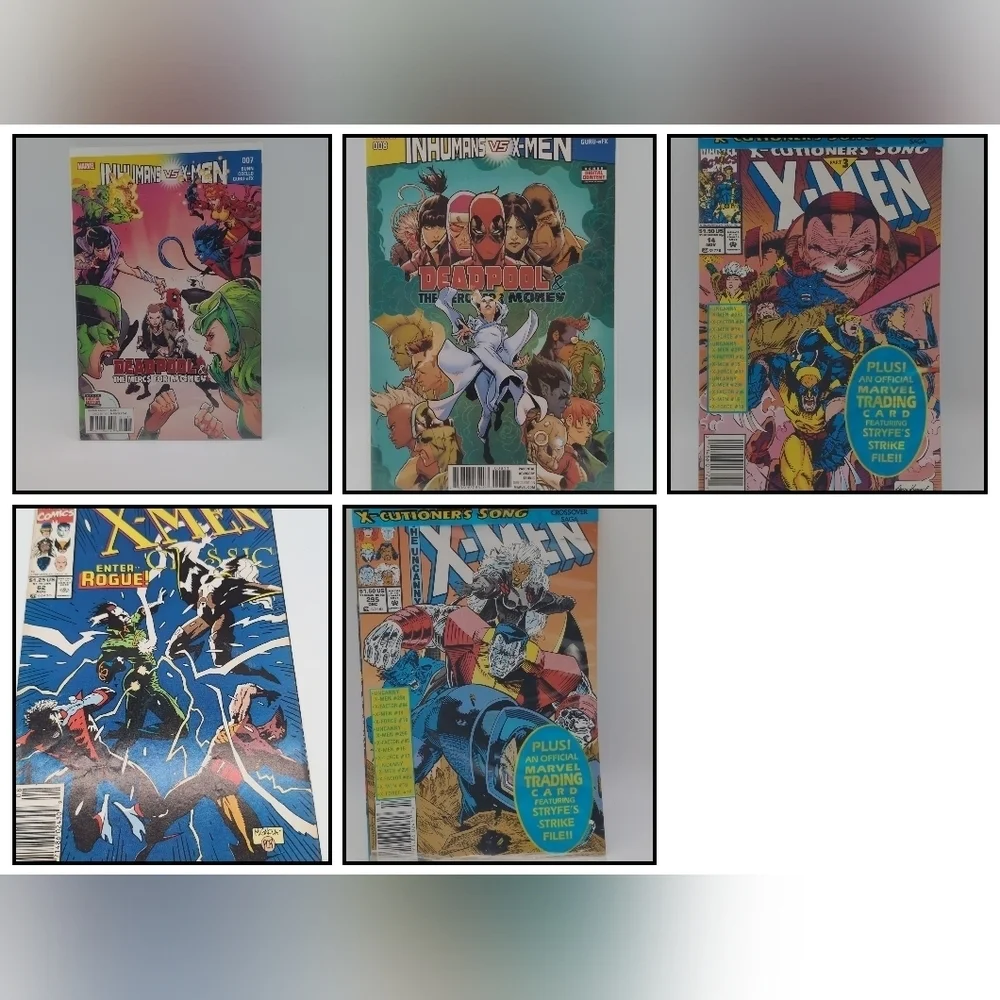 Marvel X Men Comic Books Set Of 5  Inhumans Vs, X-cutioners Song, Rogue, Polybag